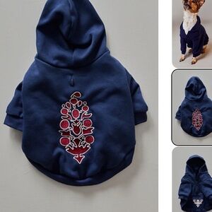Free people movement butti Navy Blue Dog Hoodie with Red Embroidery medium